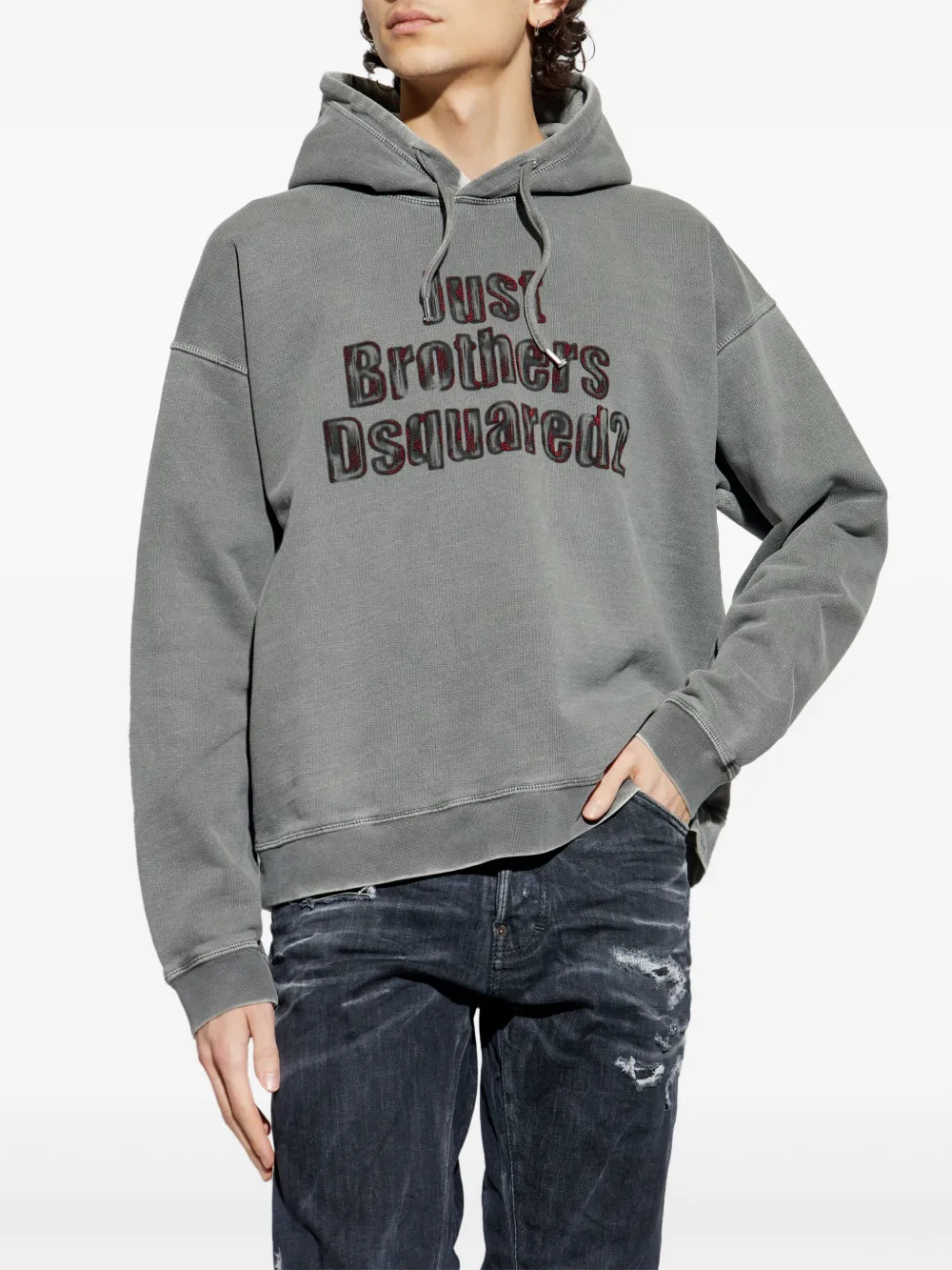 DSQUARED2 Hoodie met logoprint Grijs