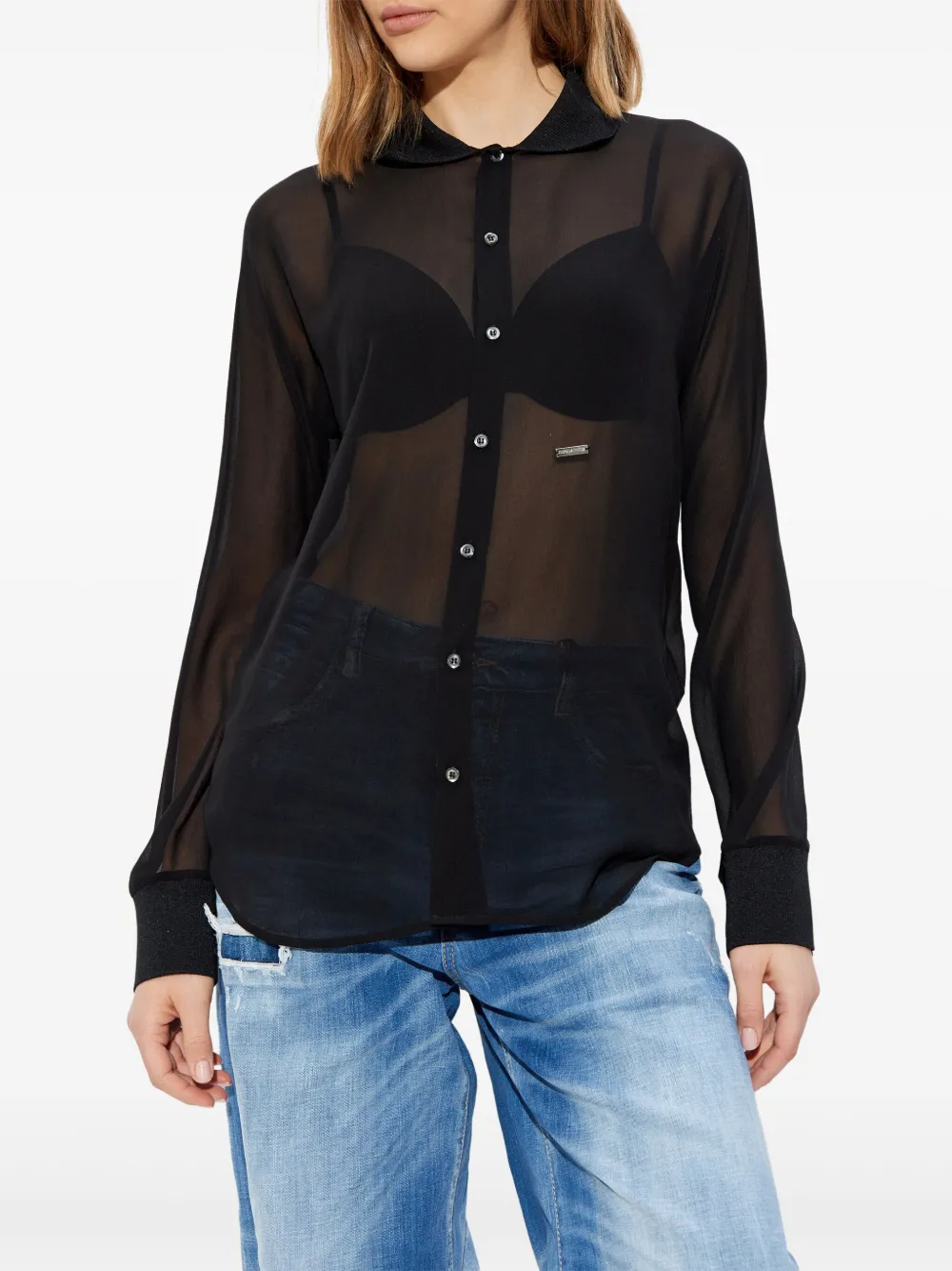 DSQUARED2 Blouse met logoplakkaat Zwart