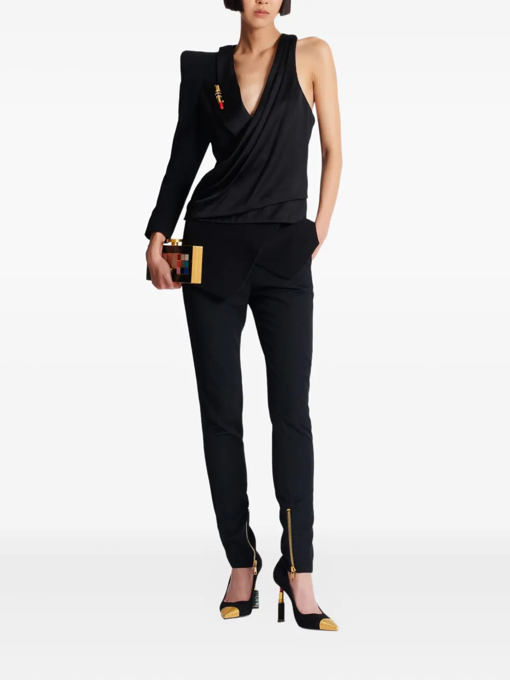 Balmain Asymmetrische top - Zwart