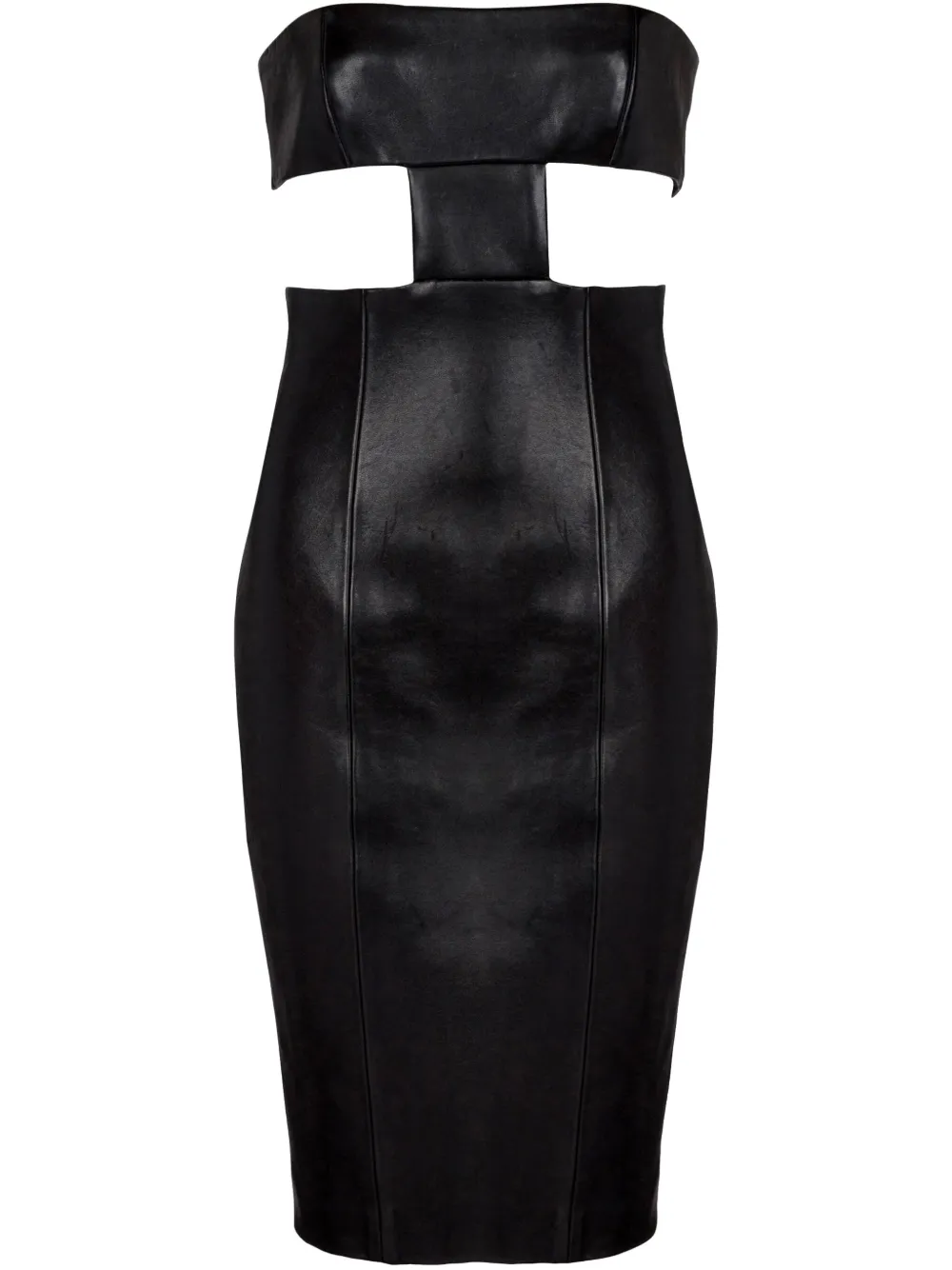 Balmain Leren strapless mini-jurk Zwart