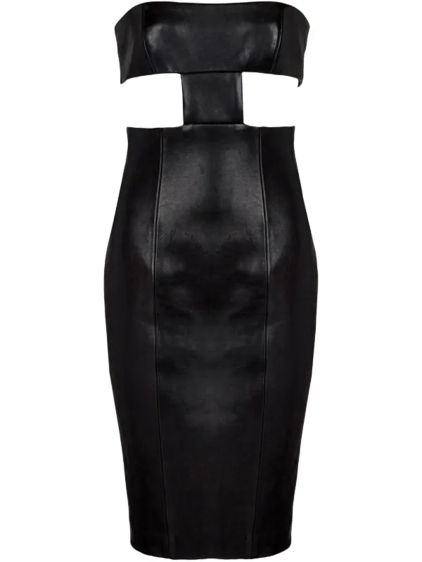 Balmain ストラップレス レザーミニドレス | ブラック | FARFETCH JP