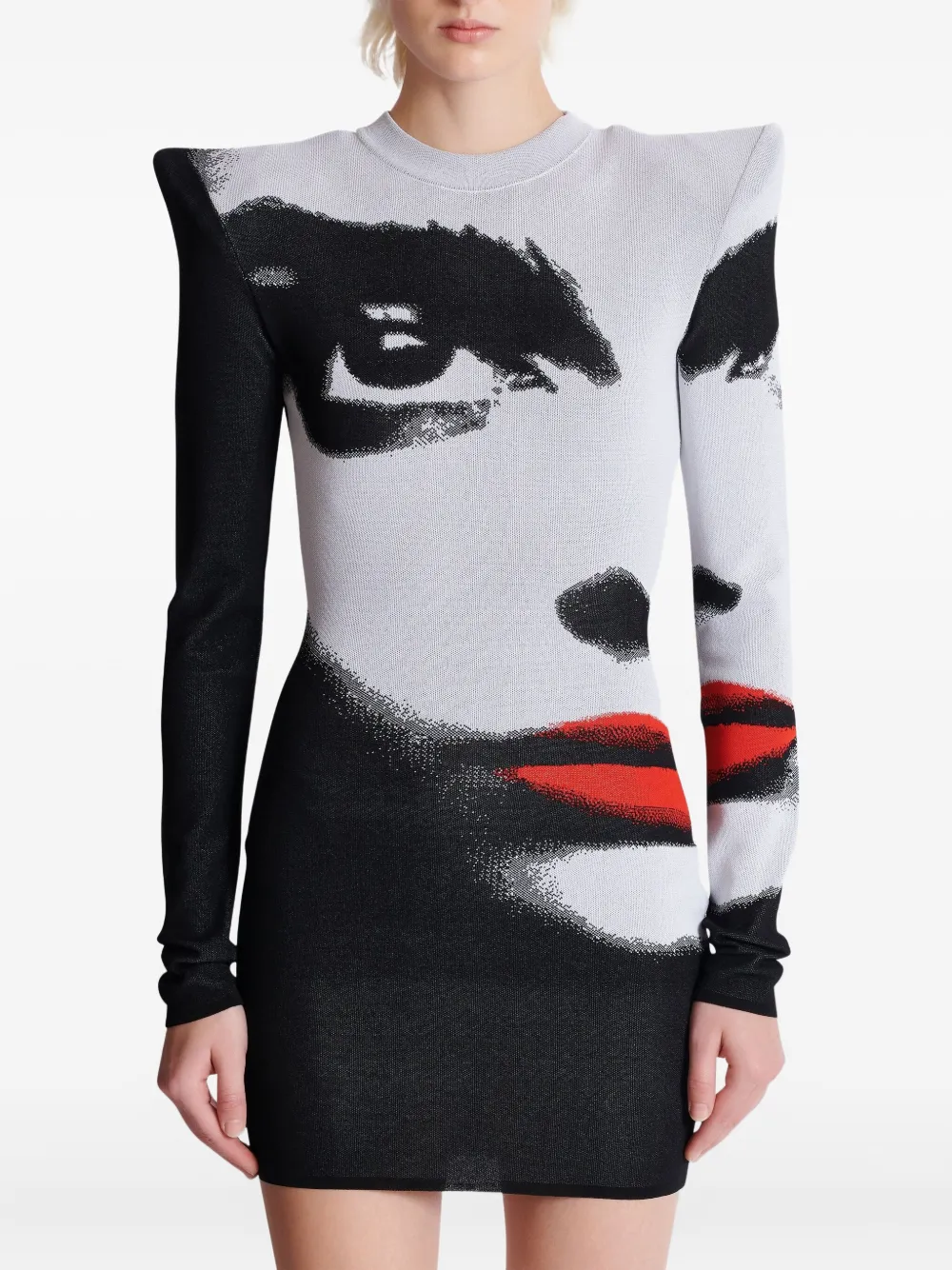 Balmain Mini-jurk met gezichtsprint Wit