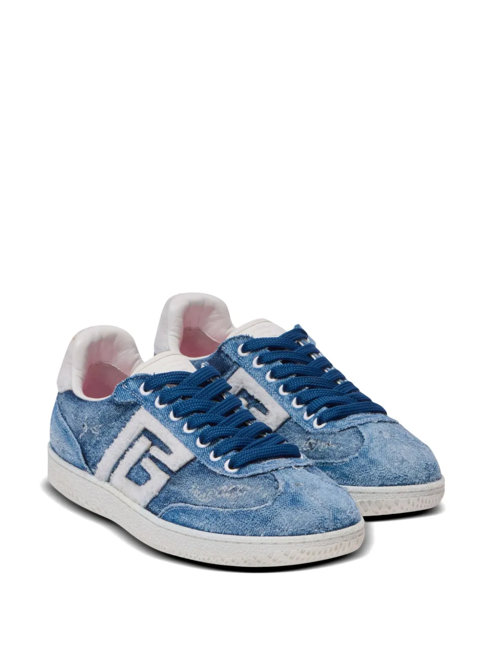 Balmain logo-patch sneakers - Blauw