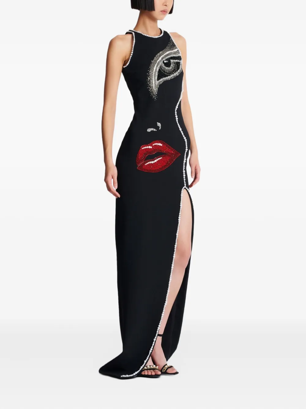 Balmain Maxi-jurk met gezichtsprint Zwart