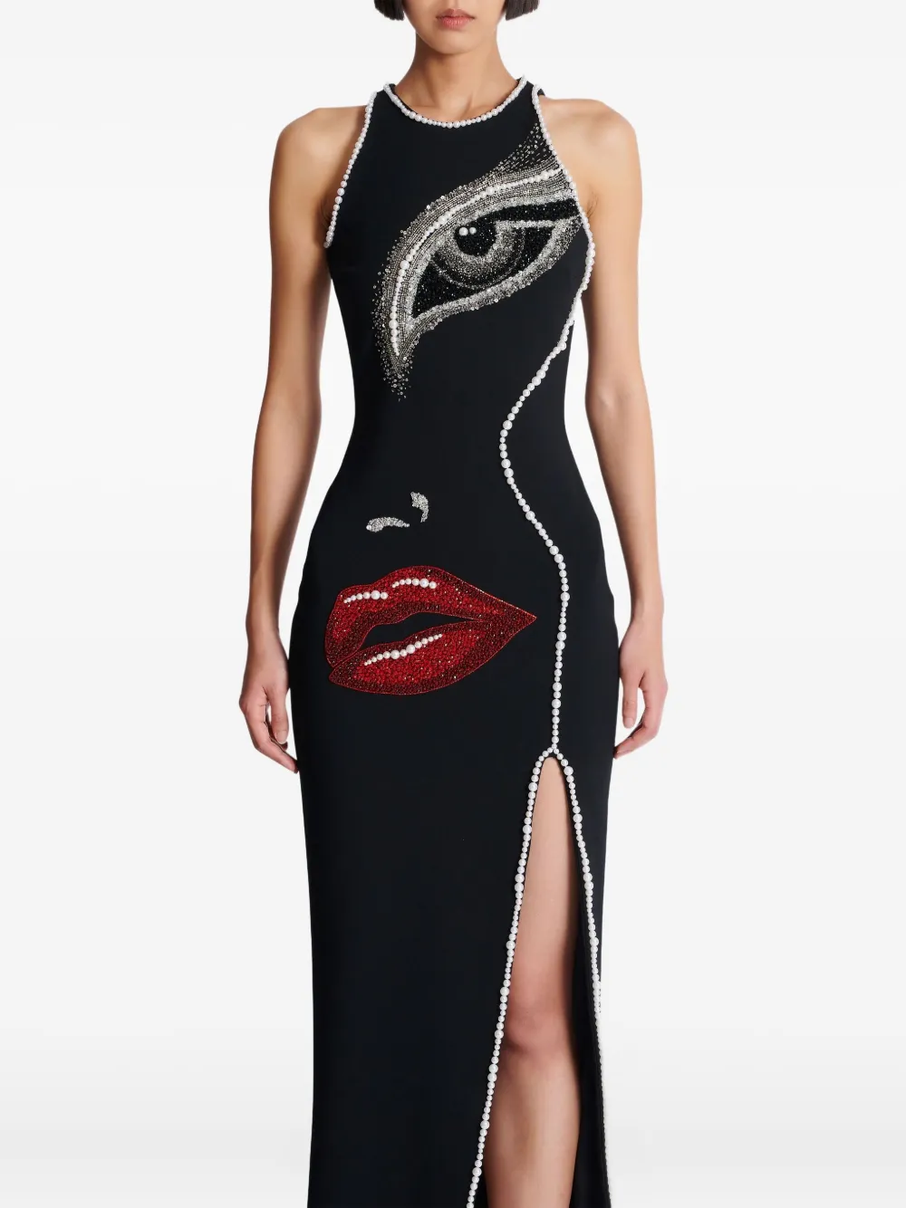 Balmain Maxi-jurk met gezichtsprint Zwart