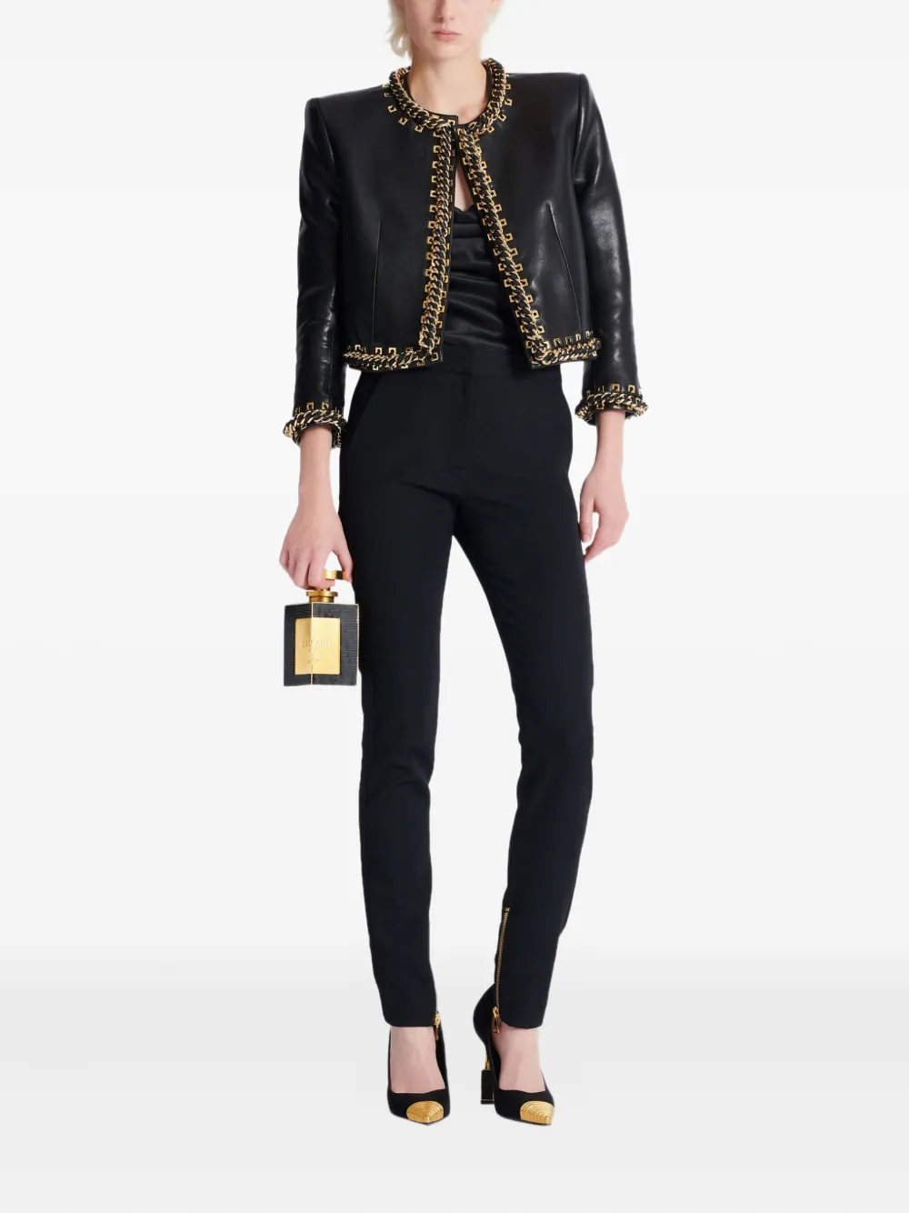 Balmain Slim-fit broek met rits - Zwart