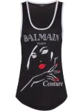 Balmain graphic-print tank topi - Black