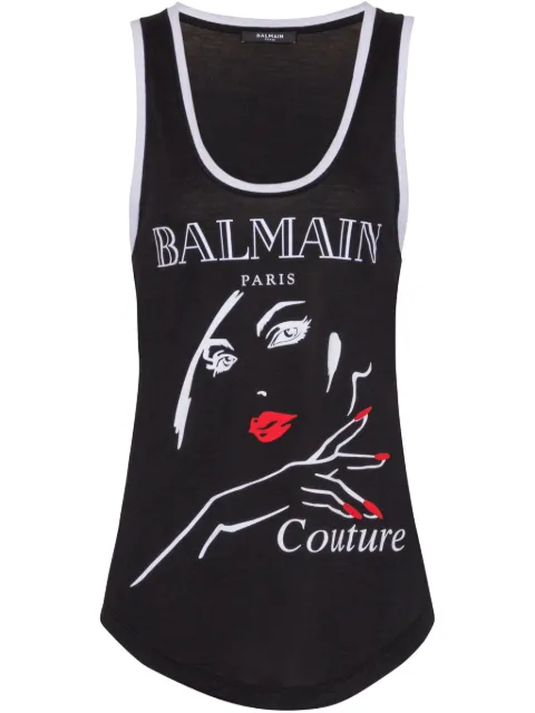 Balmain تانك توب بطبعة جرافيك
