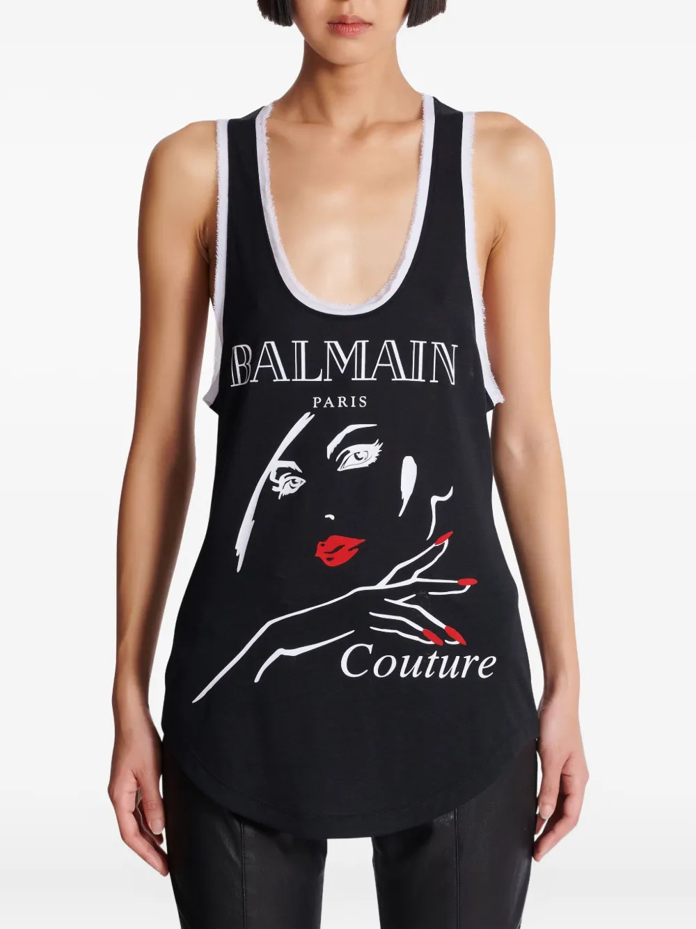 Balmain Tanktop met grafische print Zwart