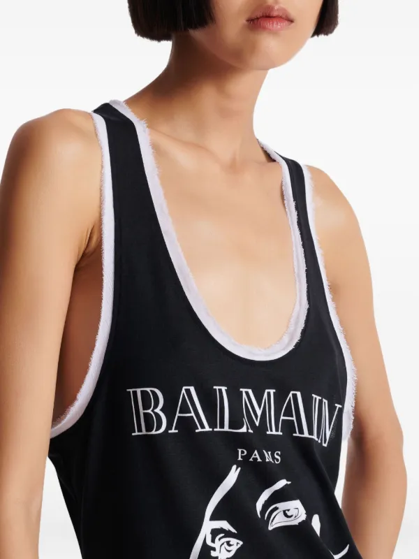 BALMAIN ブラック タンクトップ Balmain グラフィック タンクトップ | ブラック | FARFETCH JP