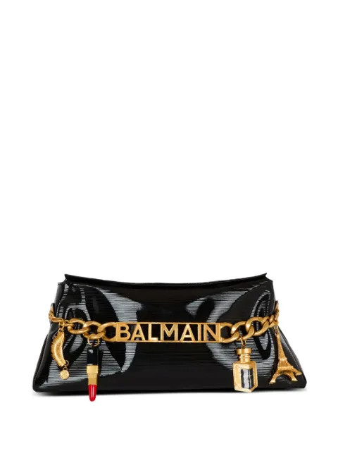 Balmain 1945 Soft striped leather clutch bag