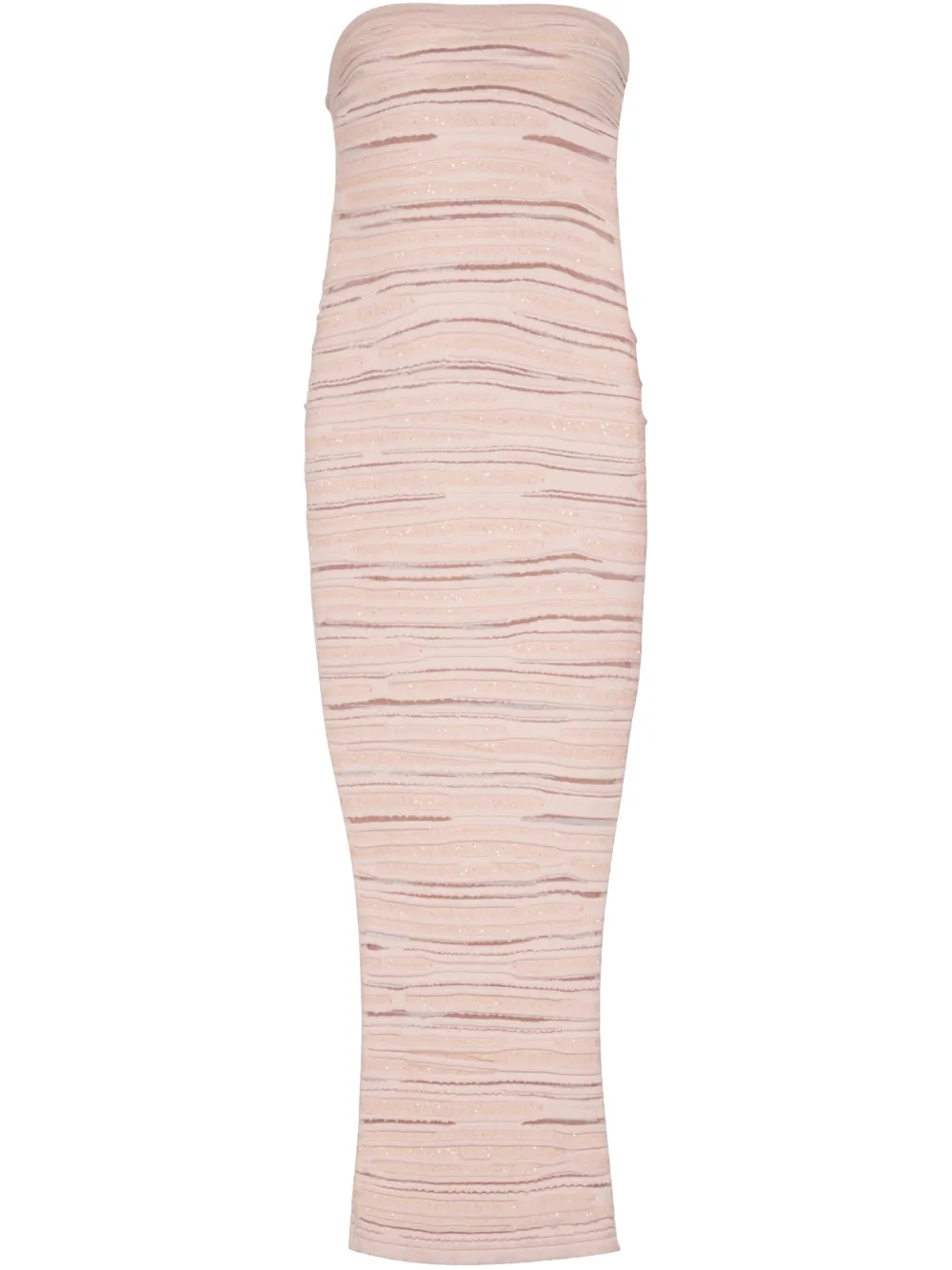 Balmain Gebreide strapless midi-jurk Beige