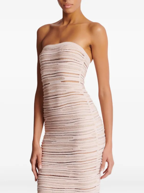 Balmain Strapless Knit Midi Dress | Neutrals | FARFETCH