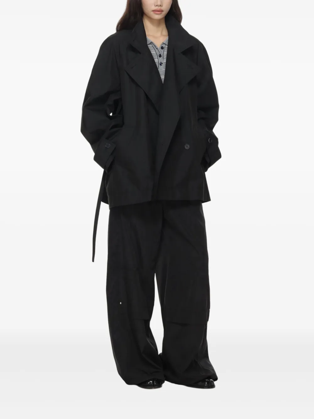 Low Classic Trenchcoat met gewikkeld design Zwart