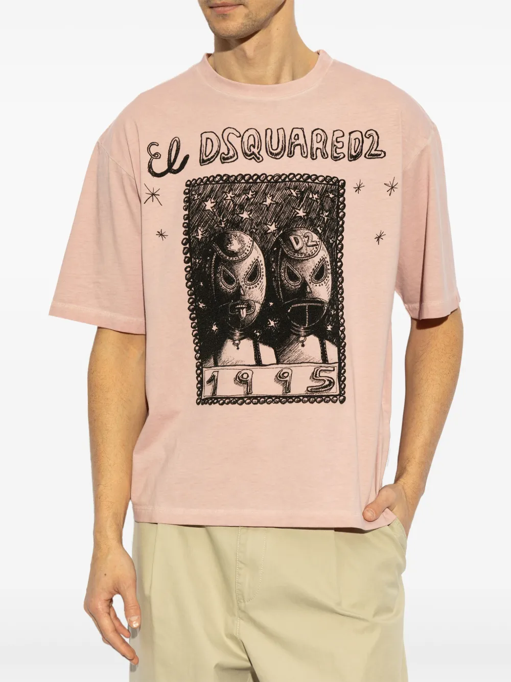 DSQUARED2 T-shirt met grafische print Roze