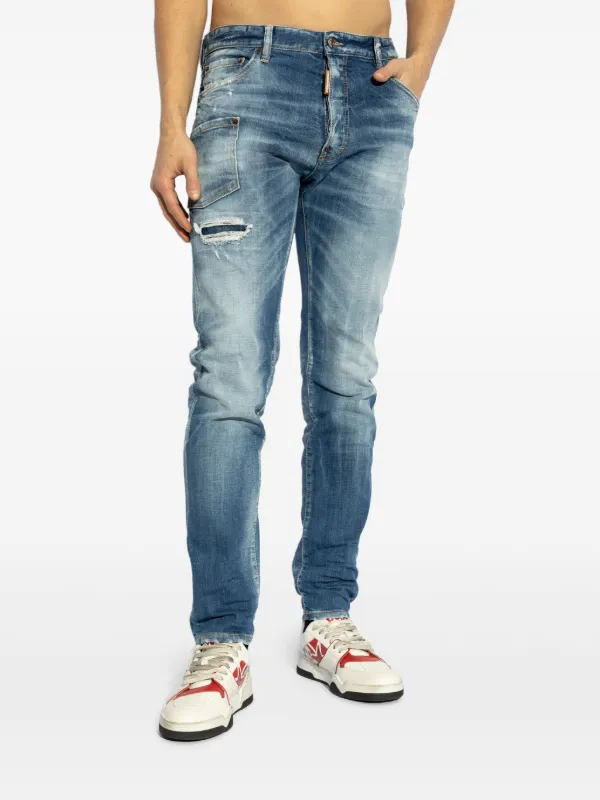 【関税込 日本発送】DSQUARED2 ロゴパッチ ジーンズ ブルー DSQUARED2 ロゴパッチ ジーンズ | ブルー | FARFETCH JP