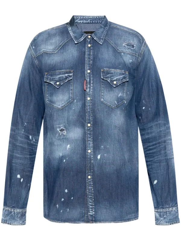 DSQUARED2 デニムシャツ ストレッチ イタリア 正規店購入 定価11万 DSQUARED2 デニムシャツ | ブルー | FARFETCH JP