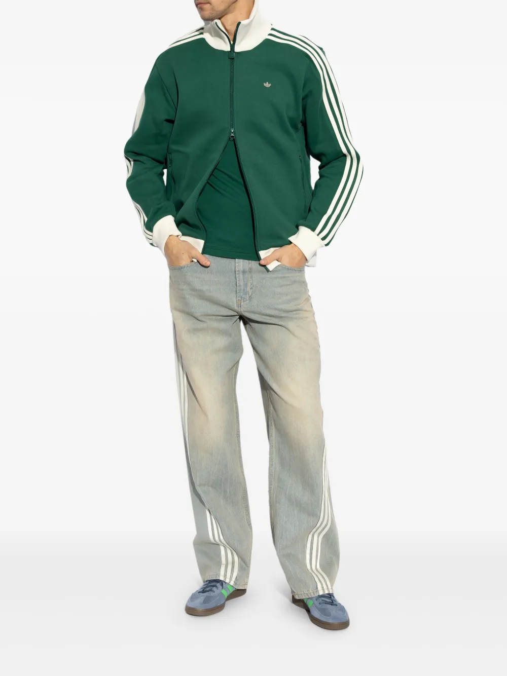 Adidas Straight jeans met drie strepen - Blauw