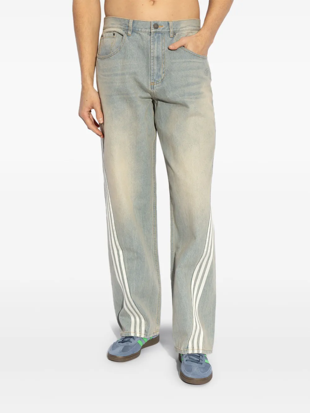 adidas Straight jeans met drie strepen Blauw
