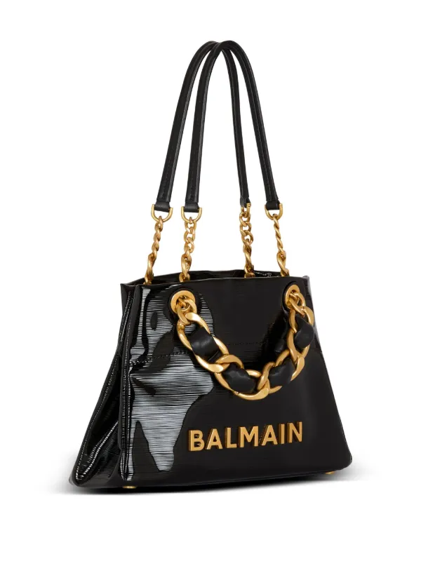 トートバッグ BALMAIN SS25 1945 SOFT CABAS SMALL (EN1FD871TJXN GFE) Balmain 1945 Soft Small Cabas Tote Bag in Crinkled Leather