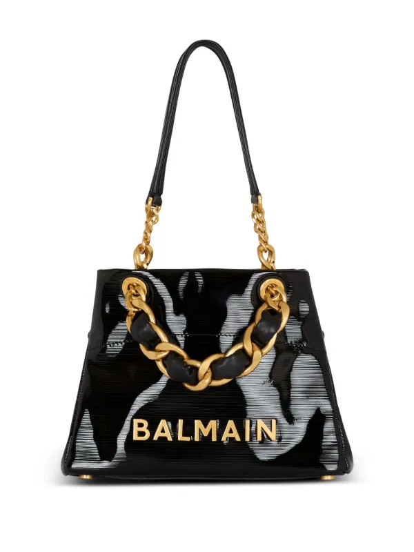 【関税＆送料込み】Balmain 1945 Soft Tote Small 1945 Soft monogrammed jacquard tote bag black black