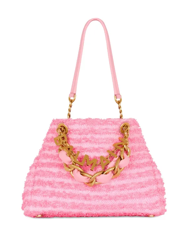 Balmain 1945 Soft Tweed Shoulder Bag | Pink | FARFETCH