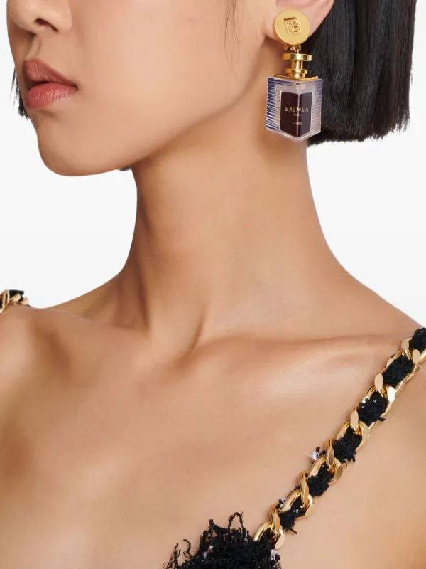 【関税込み】Balmain ゴールド Brass Perfume イヤリング Balmain Perfume Earrings | Gold | FARFETCH