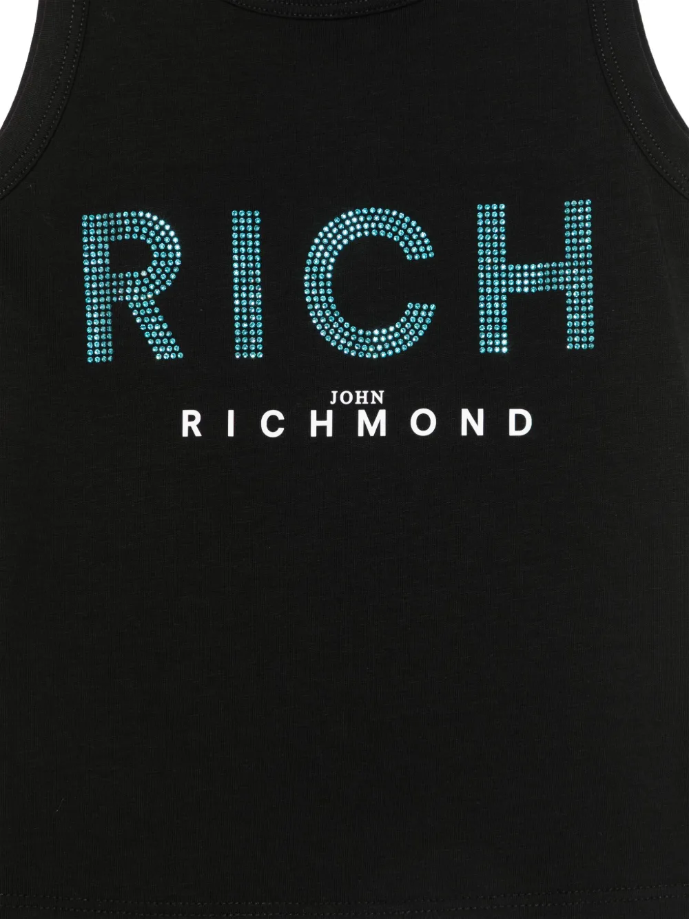 Shop John Richmond Junior Rhinestone-logo Tank Top In 黑色
