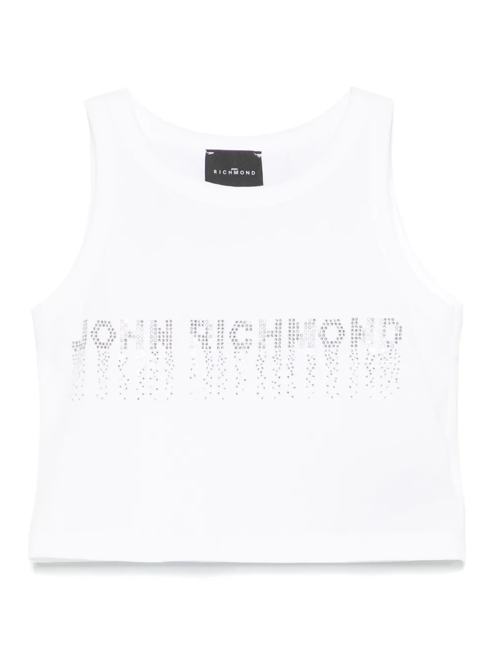 Shop John Richmond Junior Rhinestone-logo Tank Top In White