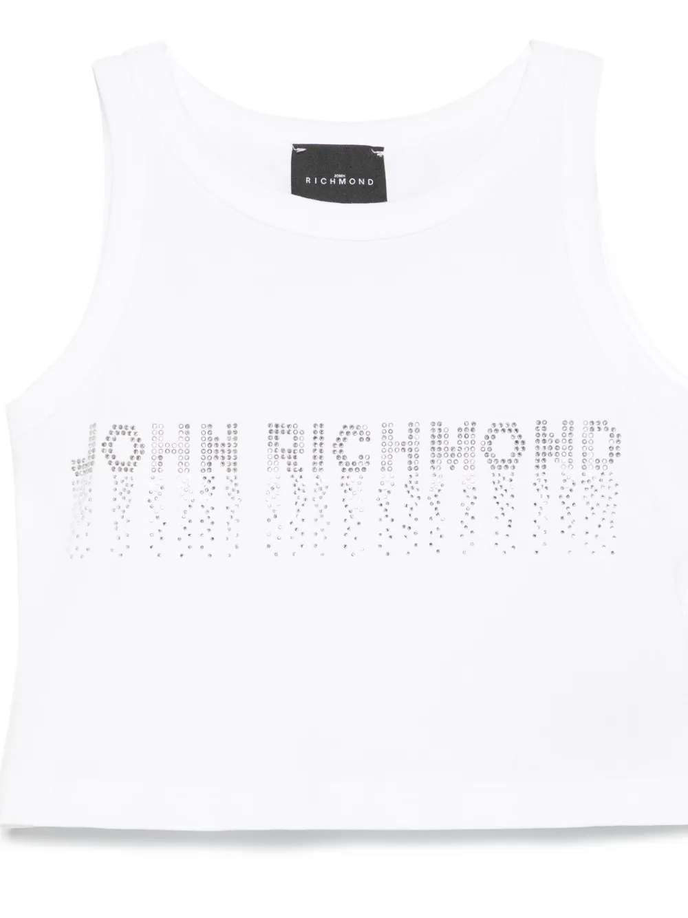 Shop John Richmond Junior Rhinestone-logo Tank Top In White