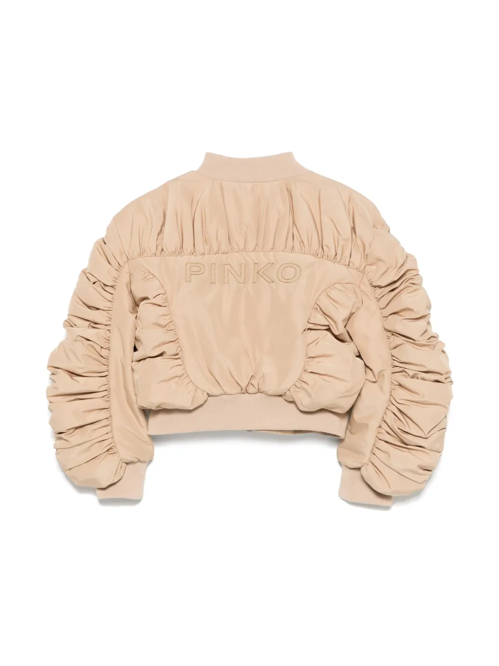 Pinko Kids ruched bomber jacket - Beige