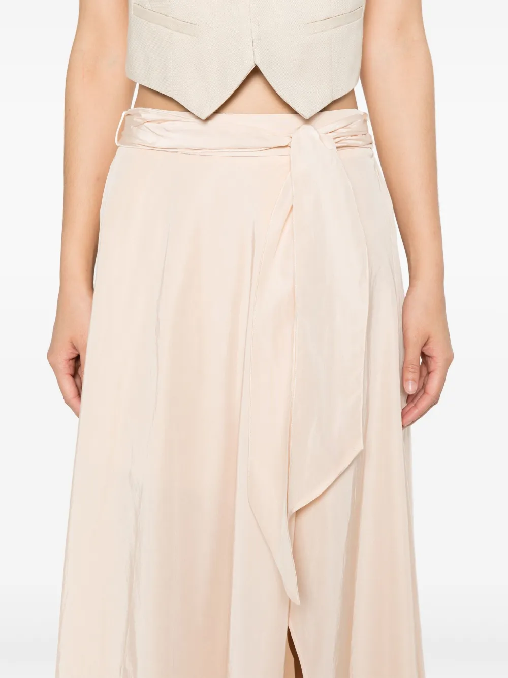 Shop Forte Forte Tied Midi Skirt In Pink
