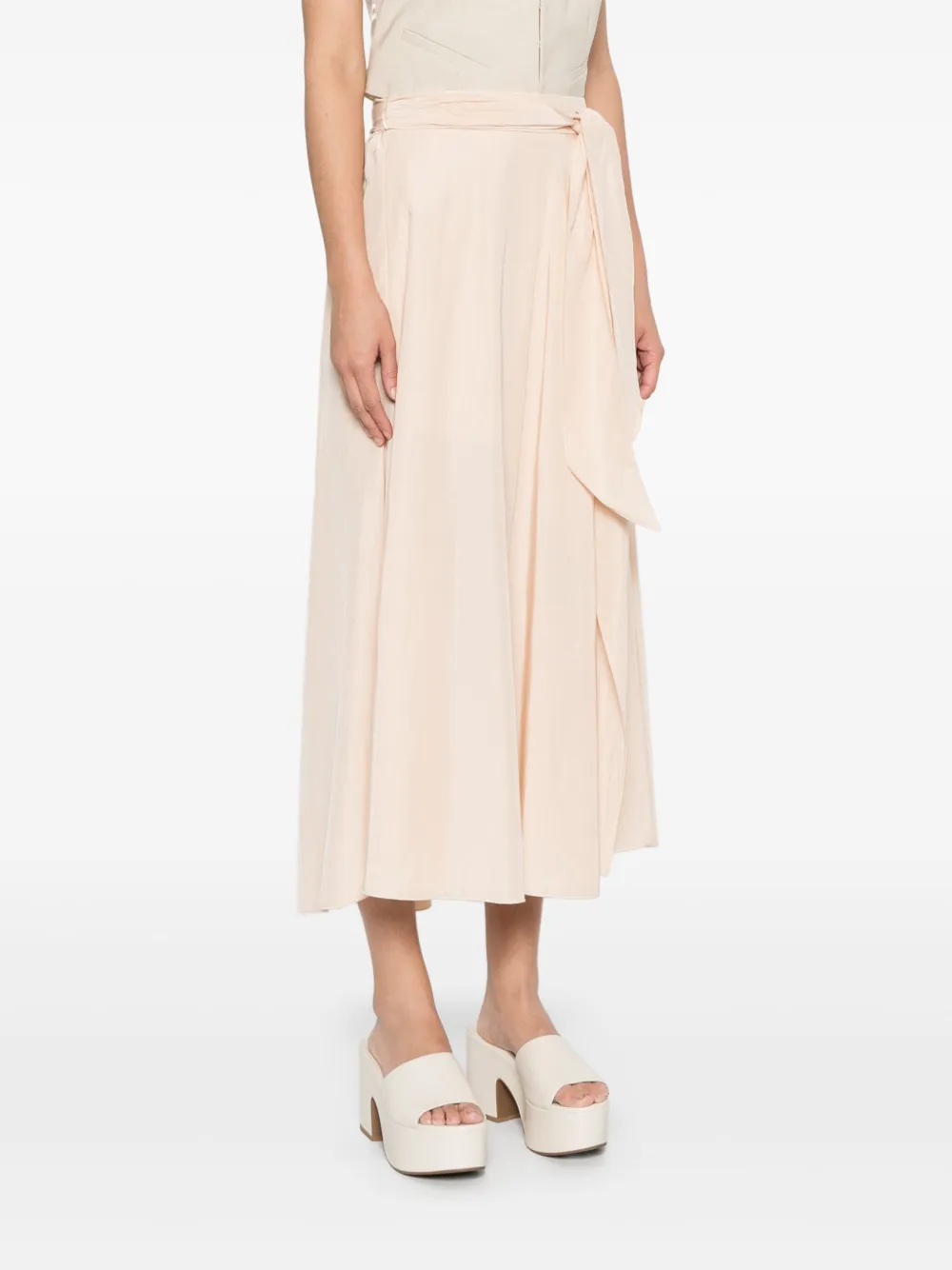 Shop Forte Forte Tied Midi Skirt In Pink