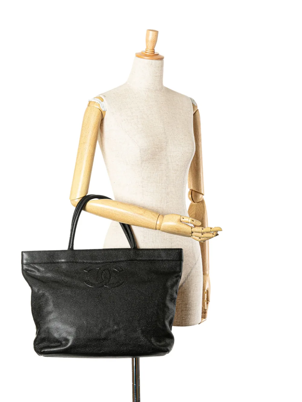 CHANEL Pre-Owned 2000-2002 CC Caviar Open shopper - Zwart