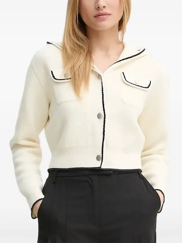 Theory Piped-trim Cardigan in Neutrals