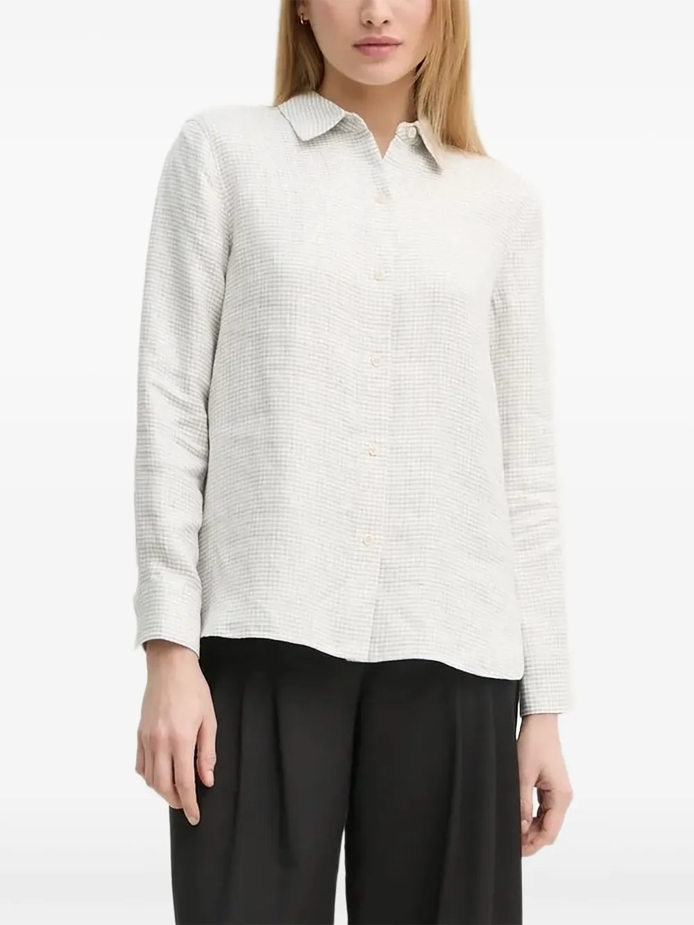 Theory Geruit blouse Beige