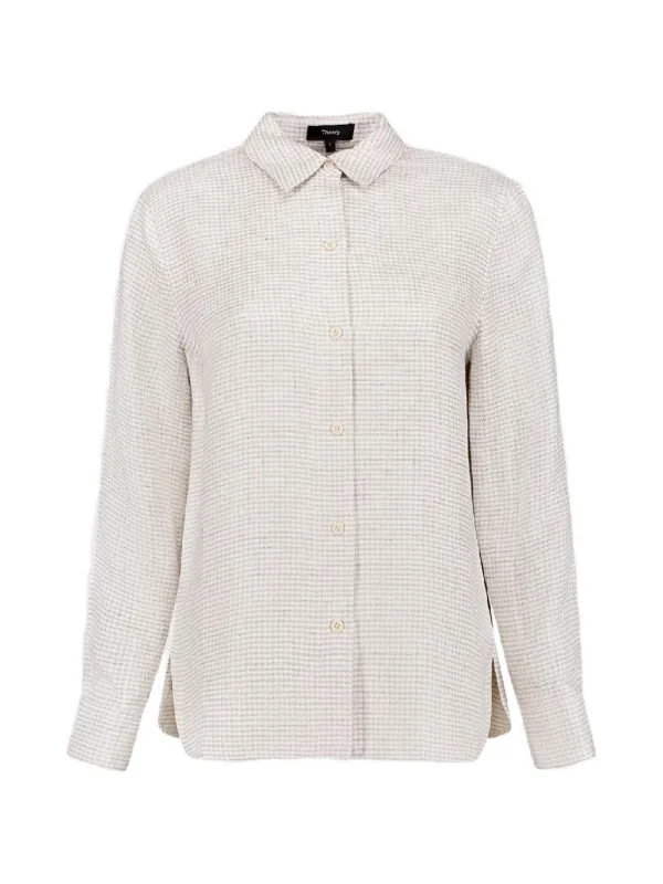 Theory Check-print Shirt in Neutrals