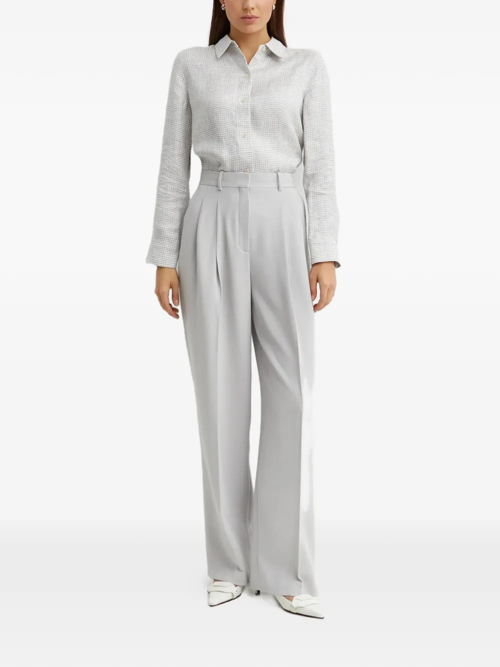 Theory Geruit blouse Beige