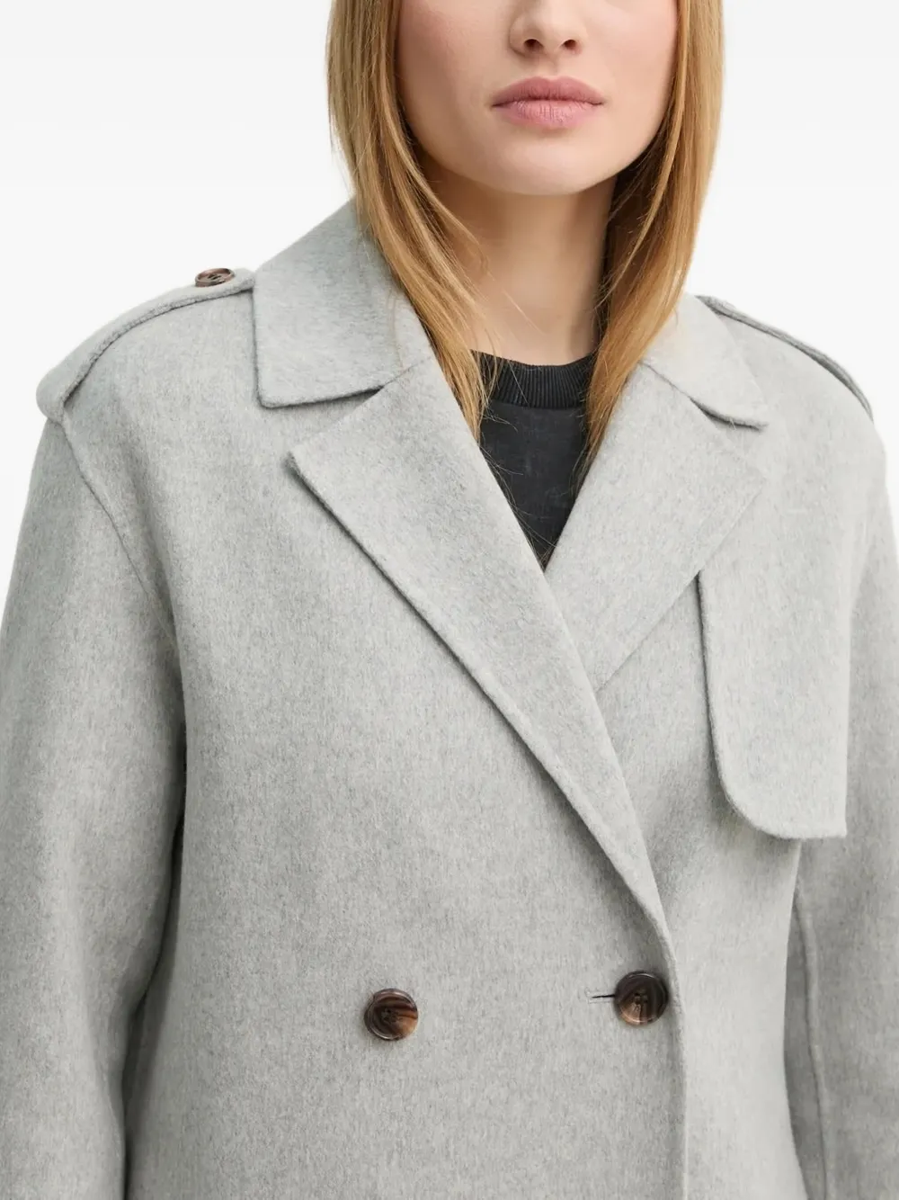 Theory Wool-cashmere Double-breasted Coat In Gray