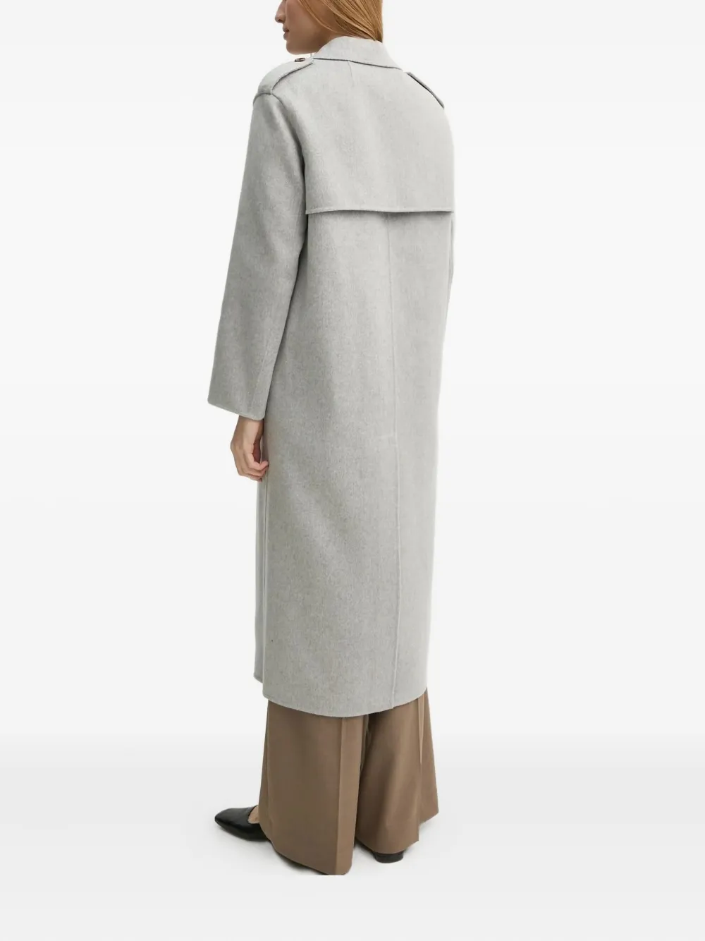 Theory Wool-cashmere Double-breasted Coat In Gray
