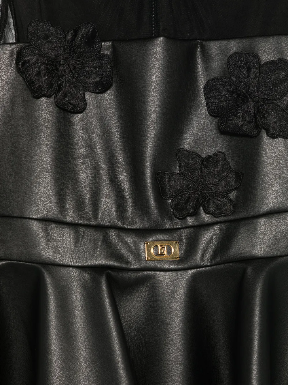 Elisabetta Franchi La Mia Bambina Jurk met bloemenpatch Zwart