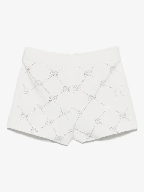 Miss Blumarine rhinestone-logo shorts