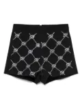 Miss Blumarine rhinestone-logo shorts - Black