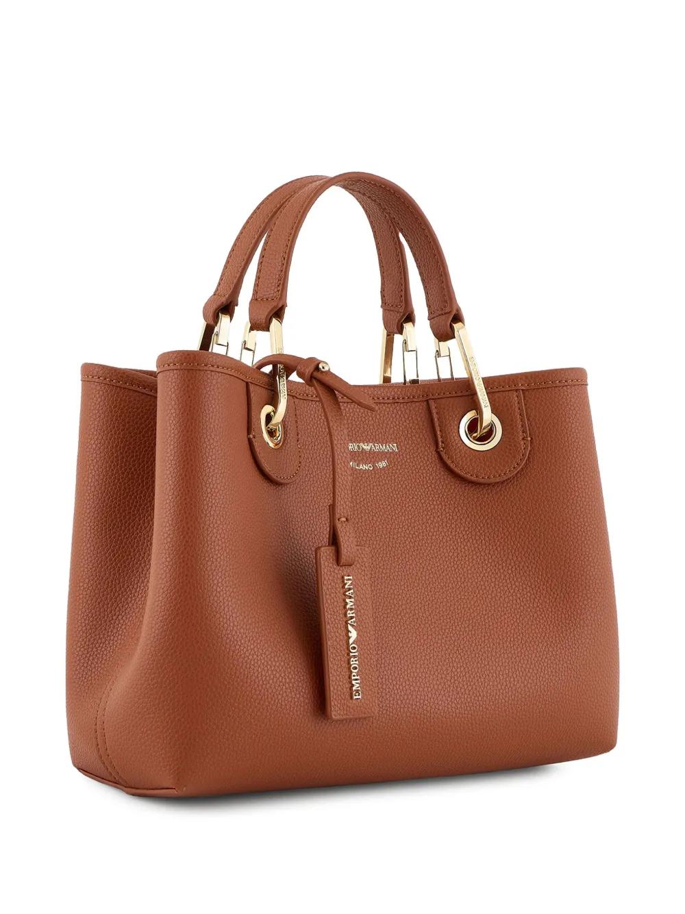 Emporio Armani Leren shopper Bruin