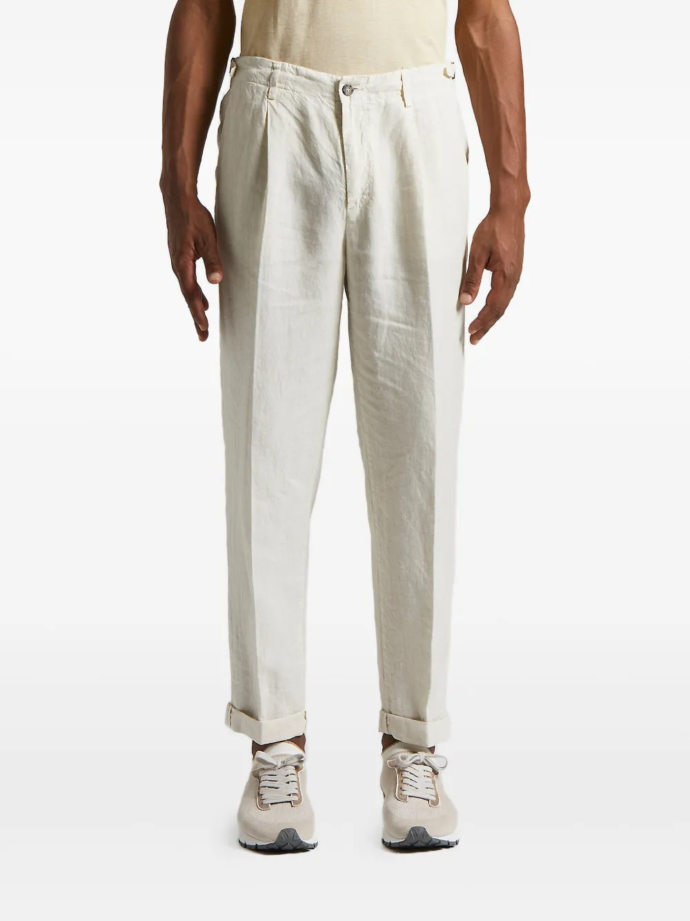 Peserico pleated linen trousers | Neutrals | Image 1