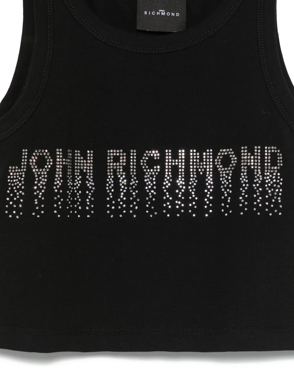 John Richmond Junior Tanktop met stras logo Zwart