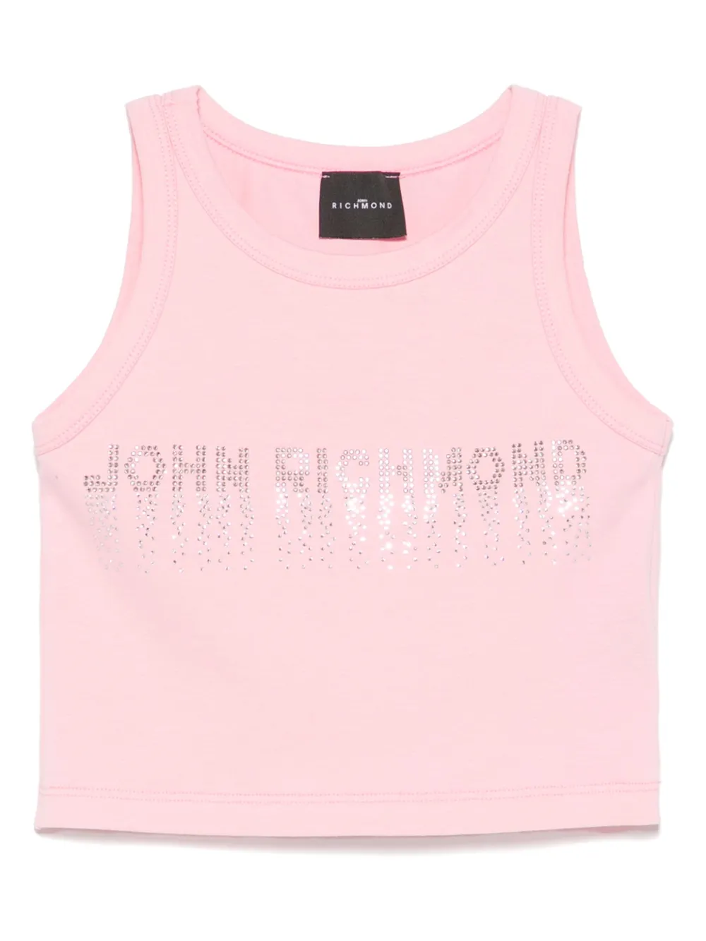 Shop John Richmond Junior Rhinestone-logo Tank Top In 粉色