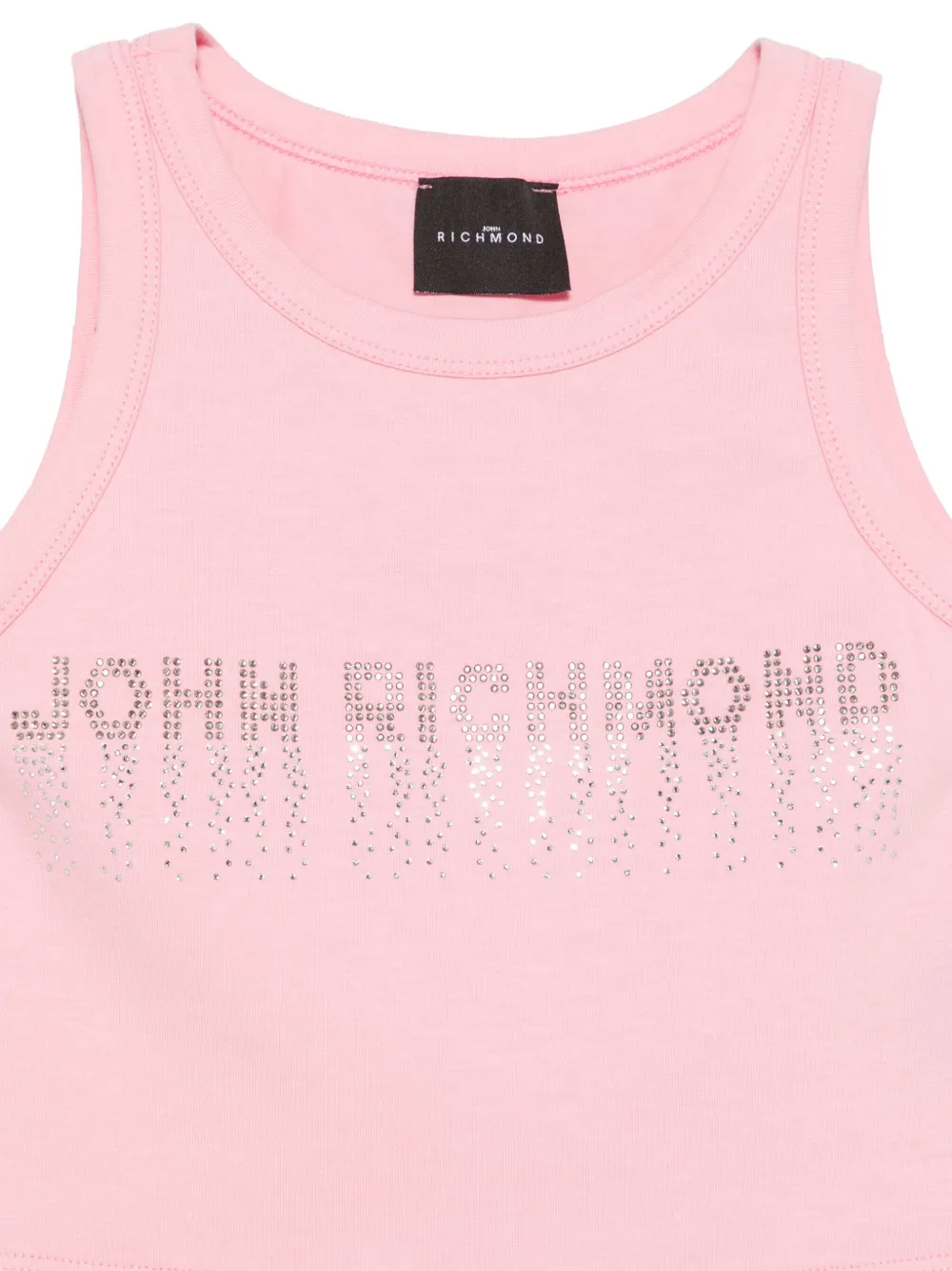 Shop John Richmond Junior Rhinestone-logo Tank Top In 粉色