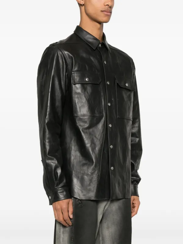 【関税・送料込み】RICK OWENS BLACK LEATHER JACKET Rick Owens Leather Jacket | Black | FARFETCH
