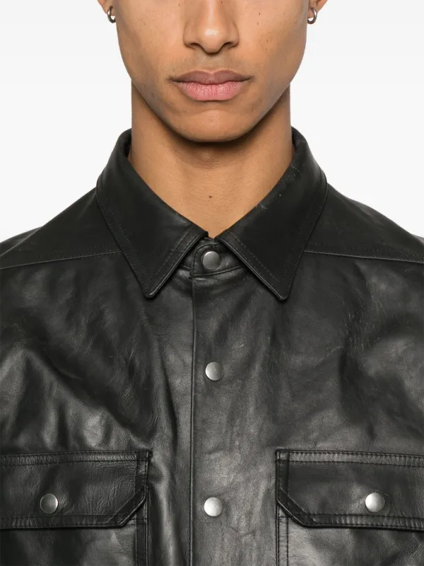 【関税&送料込】Rick Owens Leather Jacket Rick Owens Leather Jacket | Black | FARFETCH